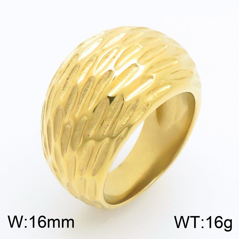 Kemstone Textured Wide Band Ring for Men Titanium Steel Vintage Metal KR114794-KJX