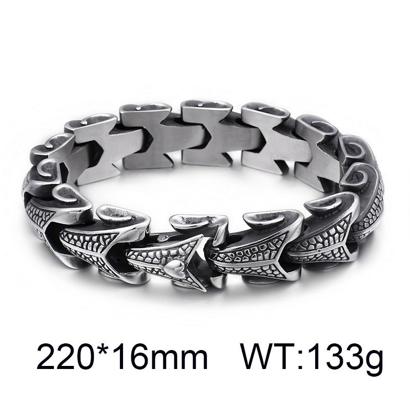 Kemstone Dragon Bone Link Bracelet for Men Titanium Steel Cubic Zirconia Accent KB105168-BD