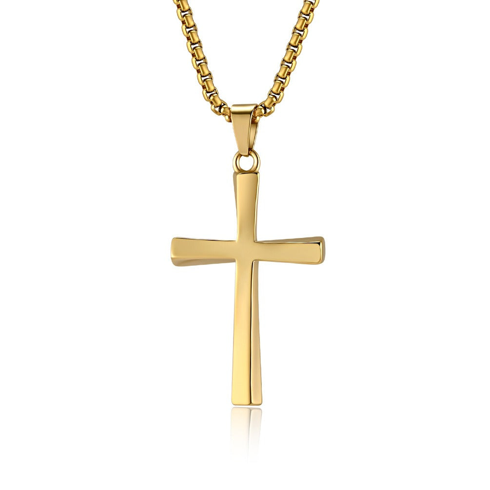Kemstone Stainless Steel Twisted Cross Necklace for Men Minimalist K-PT516