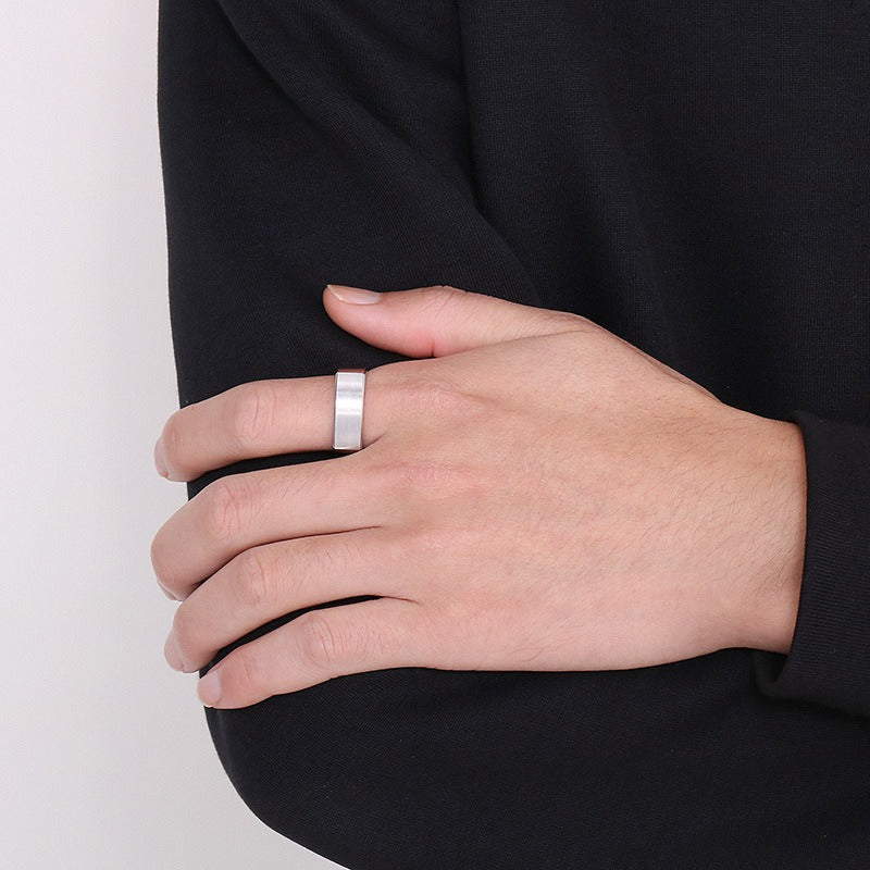 Anillo Kemstone cuadrado de acero cepillado para hombre: diseño minimalista moderno para el día a día KR102160-KFC