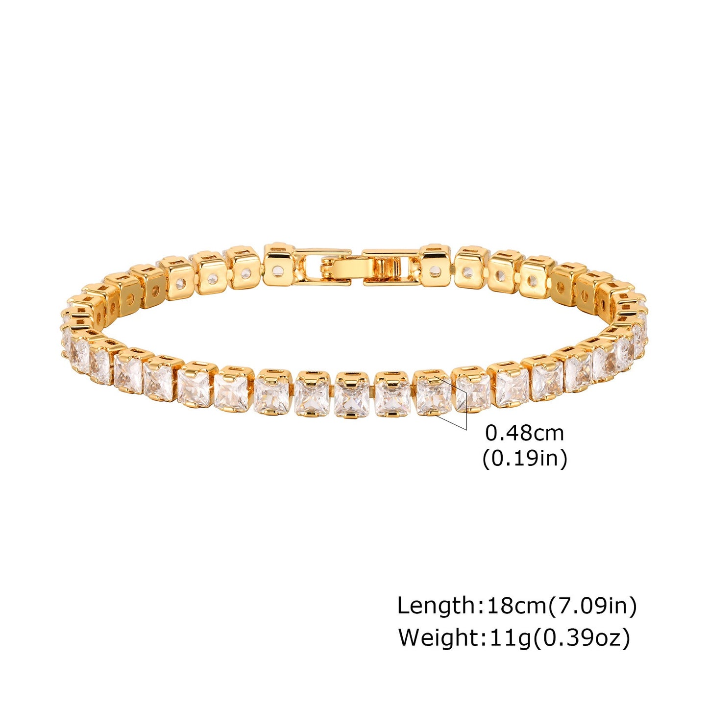 Pulsera de tenis con circonitas doradas para mujer - Elegante pulsera de cristal PBR-129