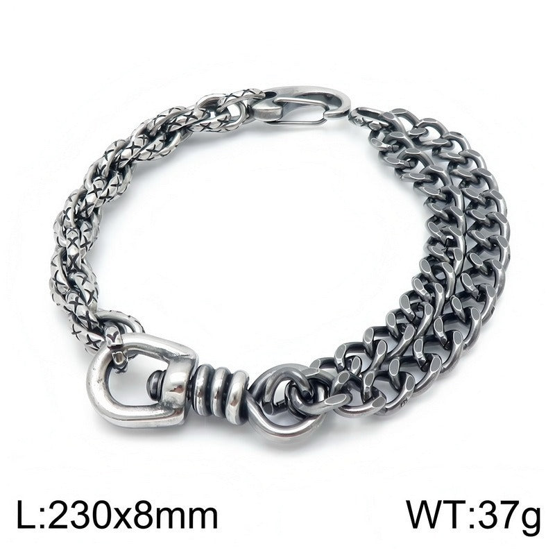 Kemstone Mixed Cuban Link Bracelet for Men Titanium Steel KB146302-KLHQ