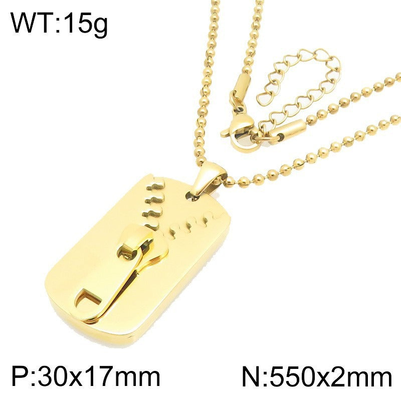 Kemstone Titanium Steel Zipper Tag Pendant Necklace for Men Women KN301415-KFC