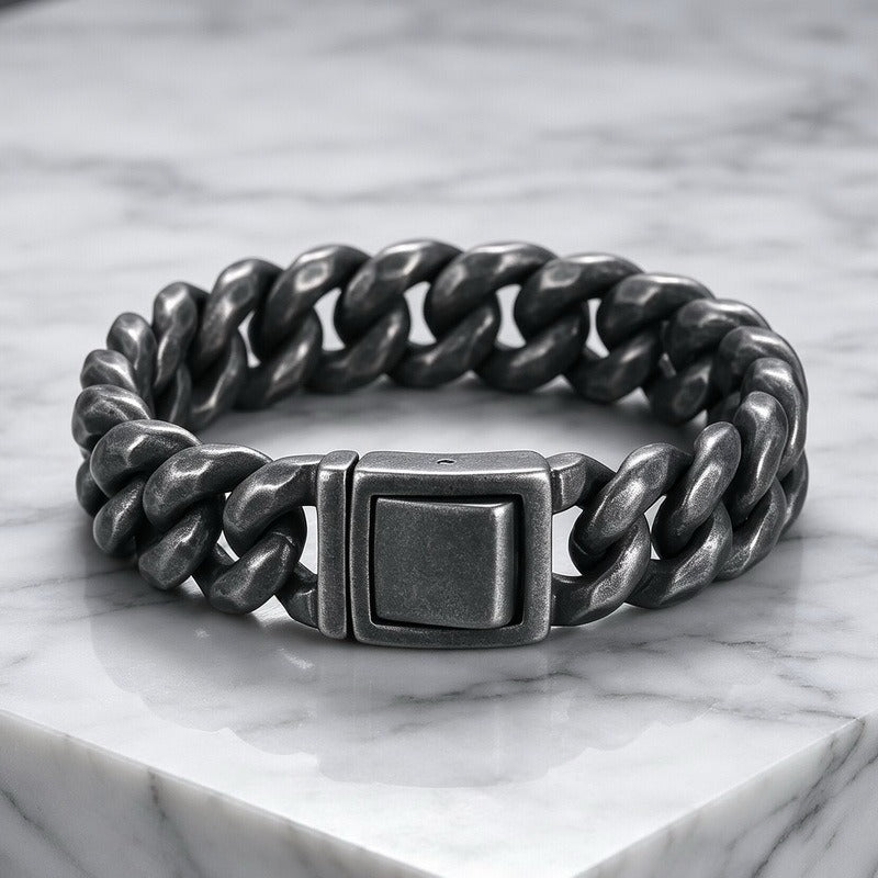 Kemstone Aged Black Cuban Link Bracelet for Men Titanium Steel KB161367-KJX
