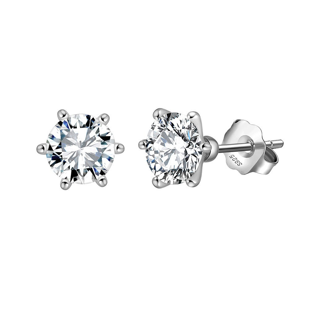 Kemstone 925 Sterling Silver Round Stud Earrings for Women 8A Cubic Zirconia Gold Silver LZE07