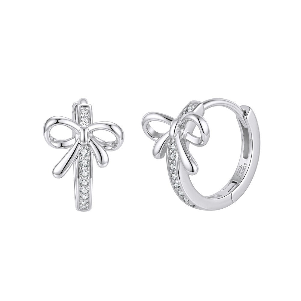 Kemstone Bow Moissanite Hoop Earrings for Women 925 Sterling Silver SMOE37