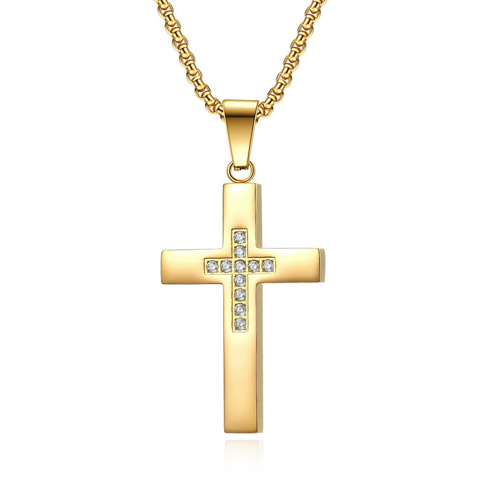 Kemstone Stainless Steel Cross Pendant Necklace for Men & Women K-PT415