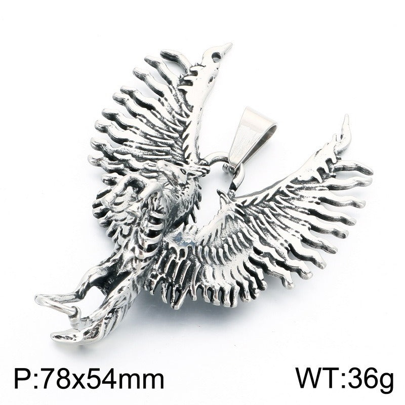 Kemston Stainless Steel Pegasus Horse Pendant Necklace for Men Wing Vintage Silver KP118626-LU