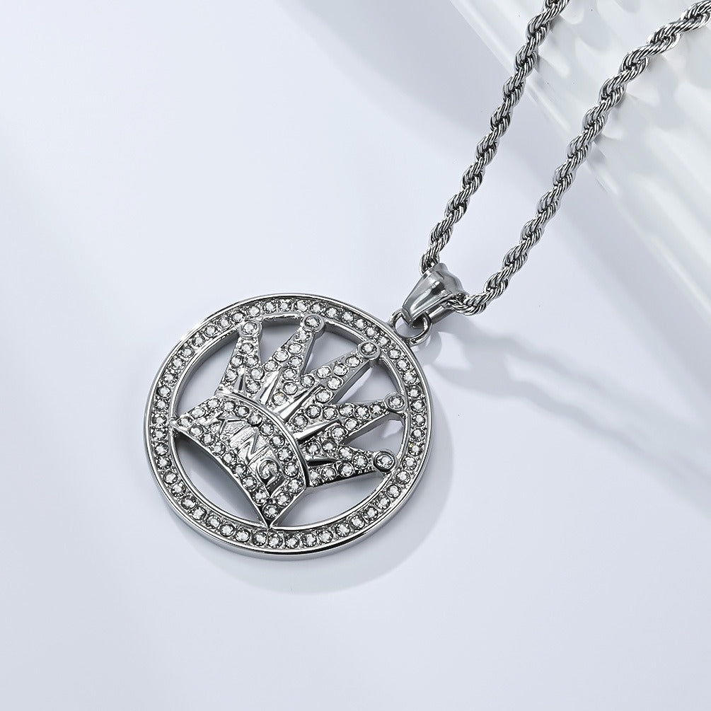 Kemstone Stainless Steel Crown Pendant Necklace for Men K-PT686