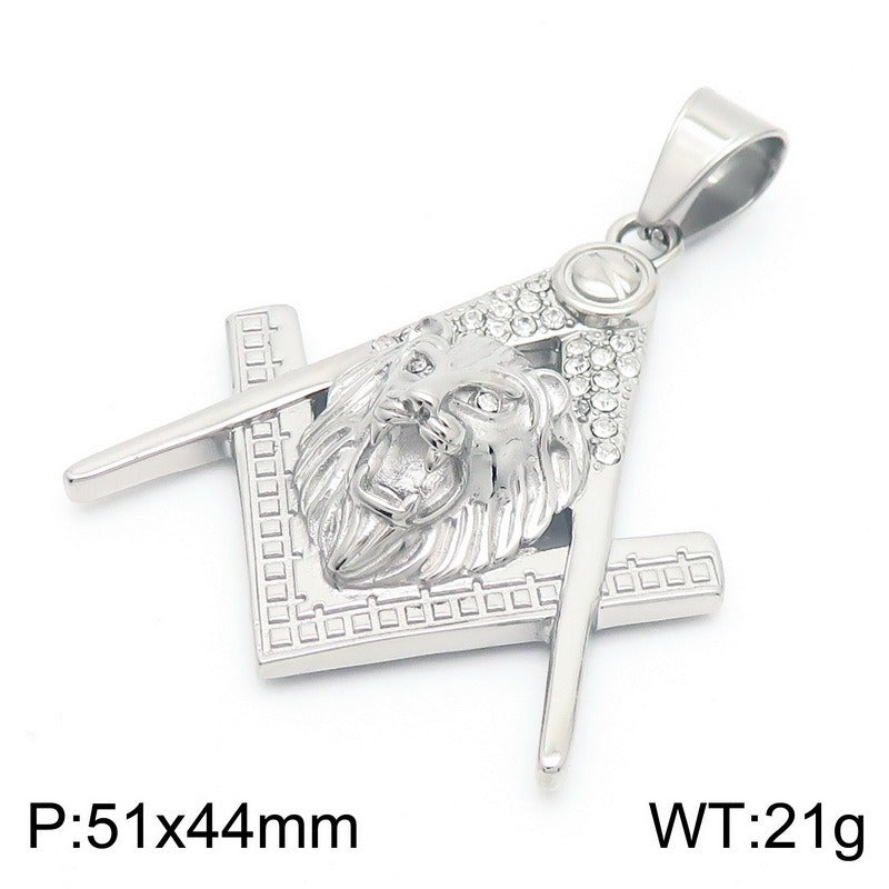 Kemstone Titanium Steel Lion Head Pendant Necklace – Gold-Plated Statement Design for Men KP130478-MZOZ