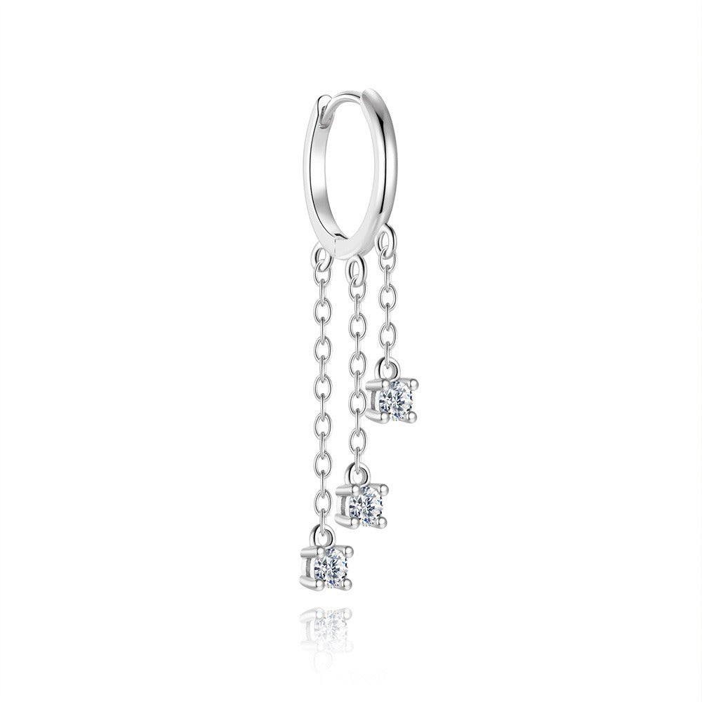 Kemstone S925 Sterling Silver Moissanite Chain Drop Earrings for Women M60222111717A