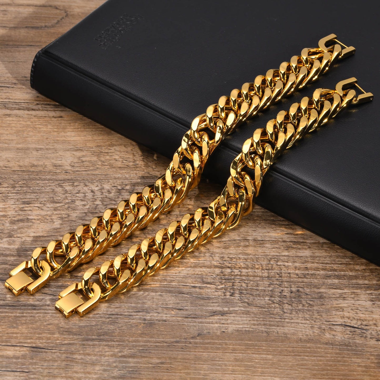 Kemstone 15mm Titanium Steel Double-Woven Polished Handmade Men's Bracelet BR-1369