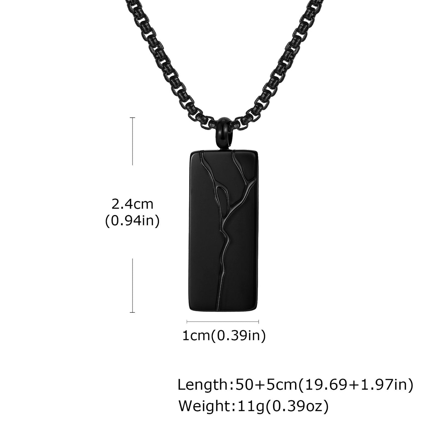 Kemstone Stainless Steel Crack Pattern Bar Pendant Necklace for Men NC-2319