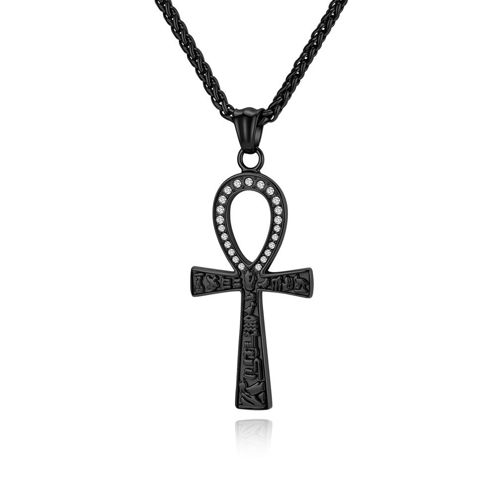 Kemstone Ankh Pendant Necklace Stainless Steel Geometric Symbol for Men Silver Gold Black K-PT708