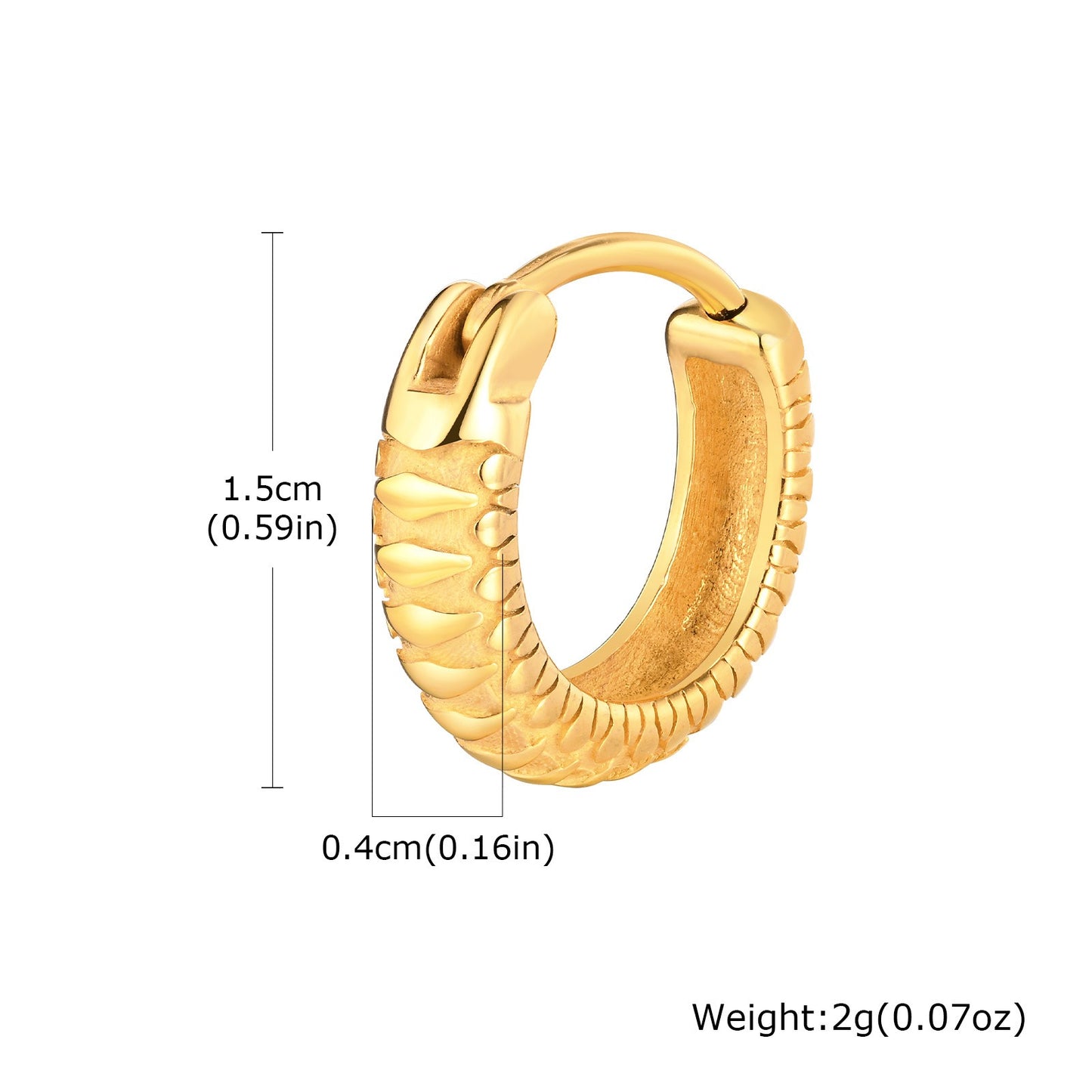 Kemstone Stainless Steel Snake Pattern Hoop Earring for Men – EH688