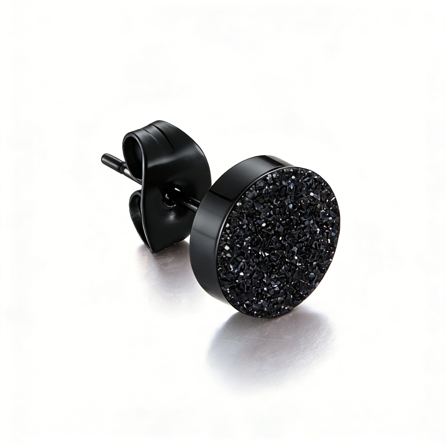 Kemstone Sand Textured Stud Earrings for Men & Women Stainless Steel Round Finish K-E012