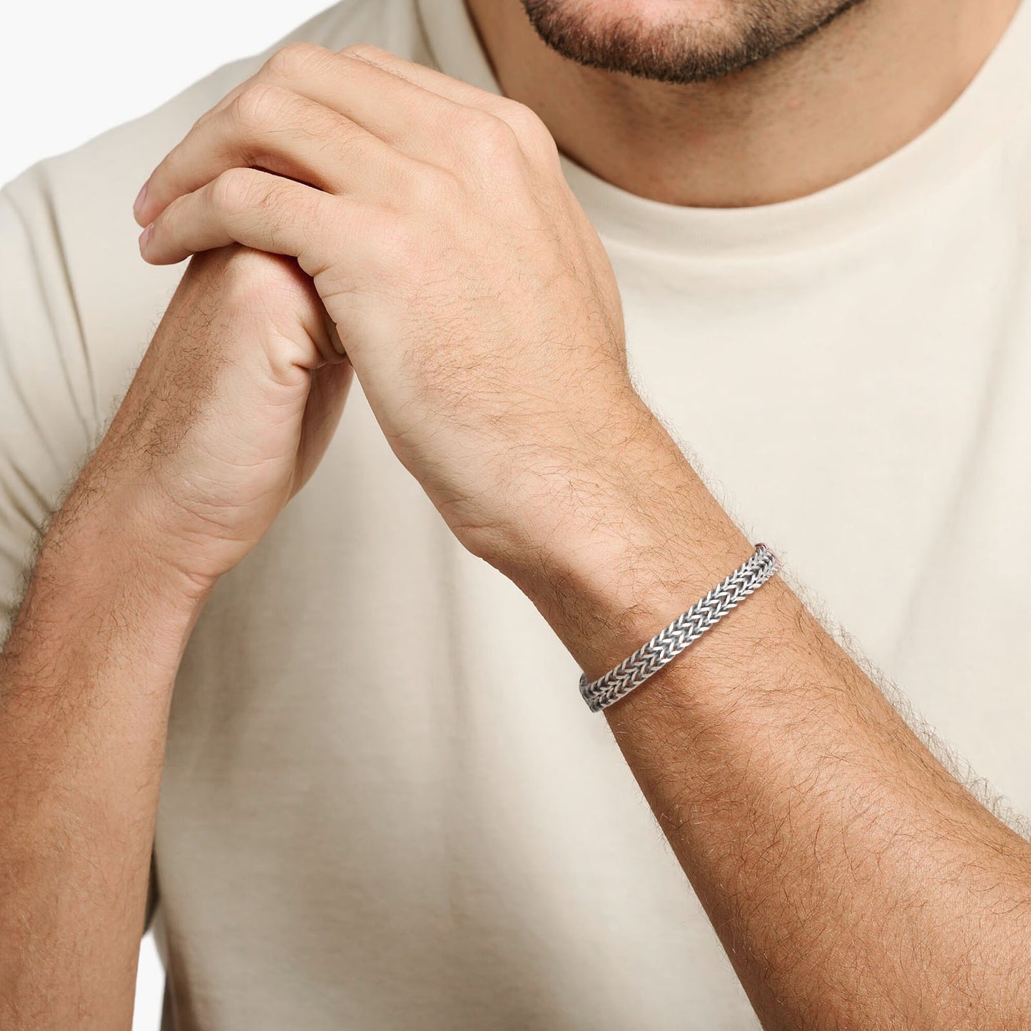 Kemstone Men’s Stainless Steel Dragon Bone Chain Bracelet – Brushed Silver BR-1733