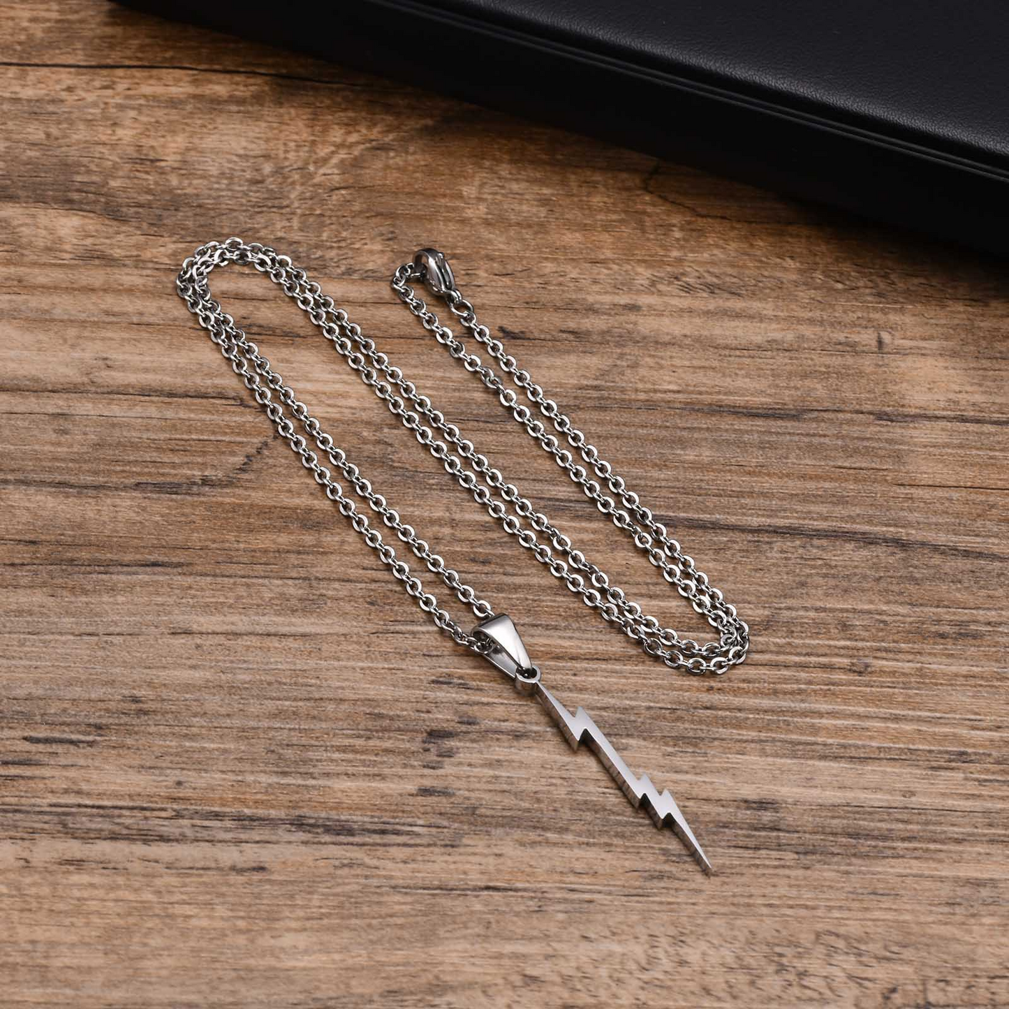 Kemstone Stainless Steel Lightning Bolt Pendant Necklace for Men PN-1829