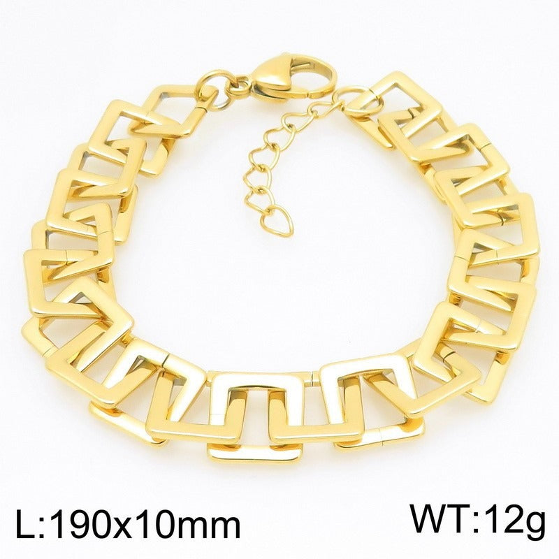 Kemstone Square Link Chain Necklace Bracelet Stainless Steel for Men Women KB211661-KFC