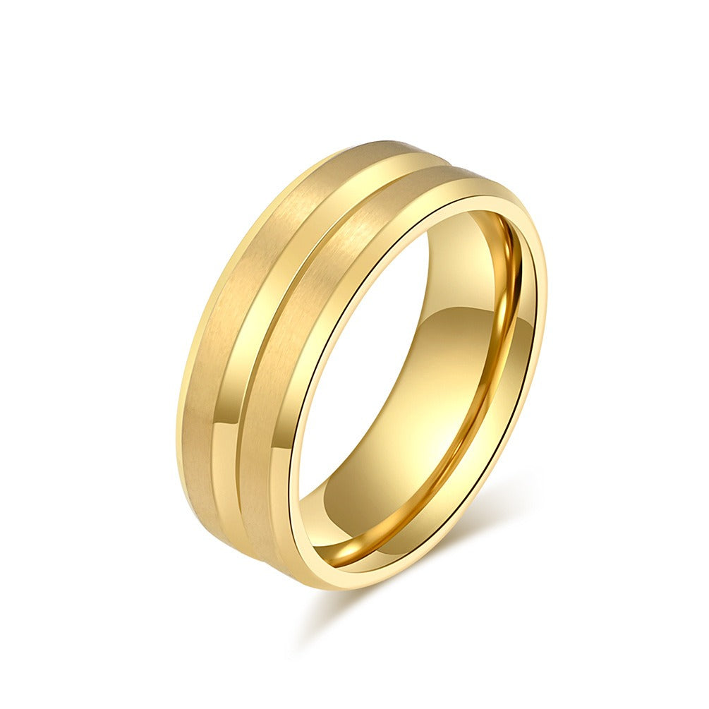 Kemstone Stainless Steel Brushed Grooved Ring for Men & Women K-R786