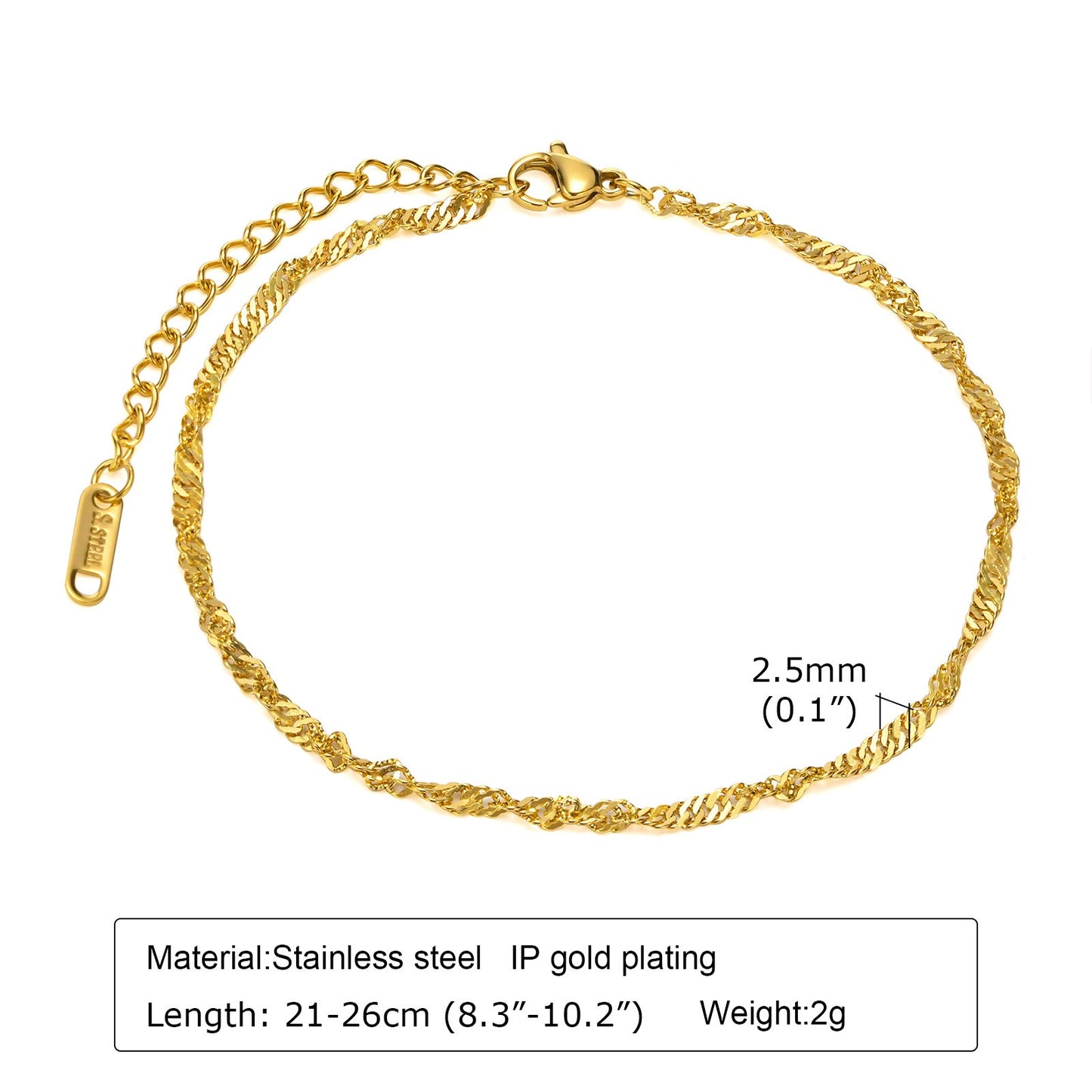 Bracciale e cavigliera in acciaio inossidabile con effetto onda d'acqua - Eleganza personalizzata per la grazia quotidiana BR-1315