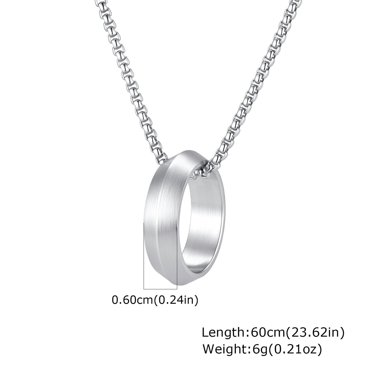 Kemstone Stainless Steel Brushed Ring Pendant Necklace for Men PN-1764