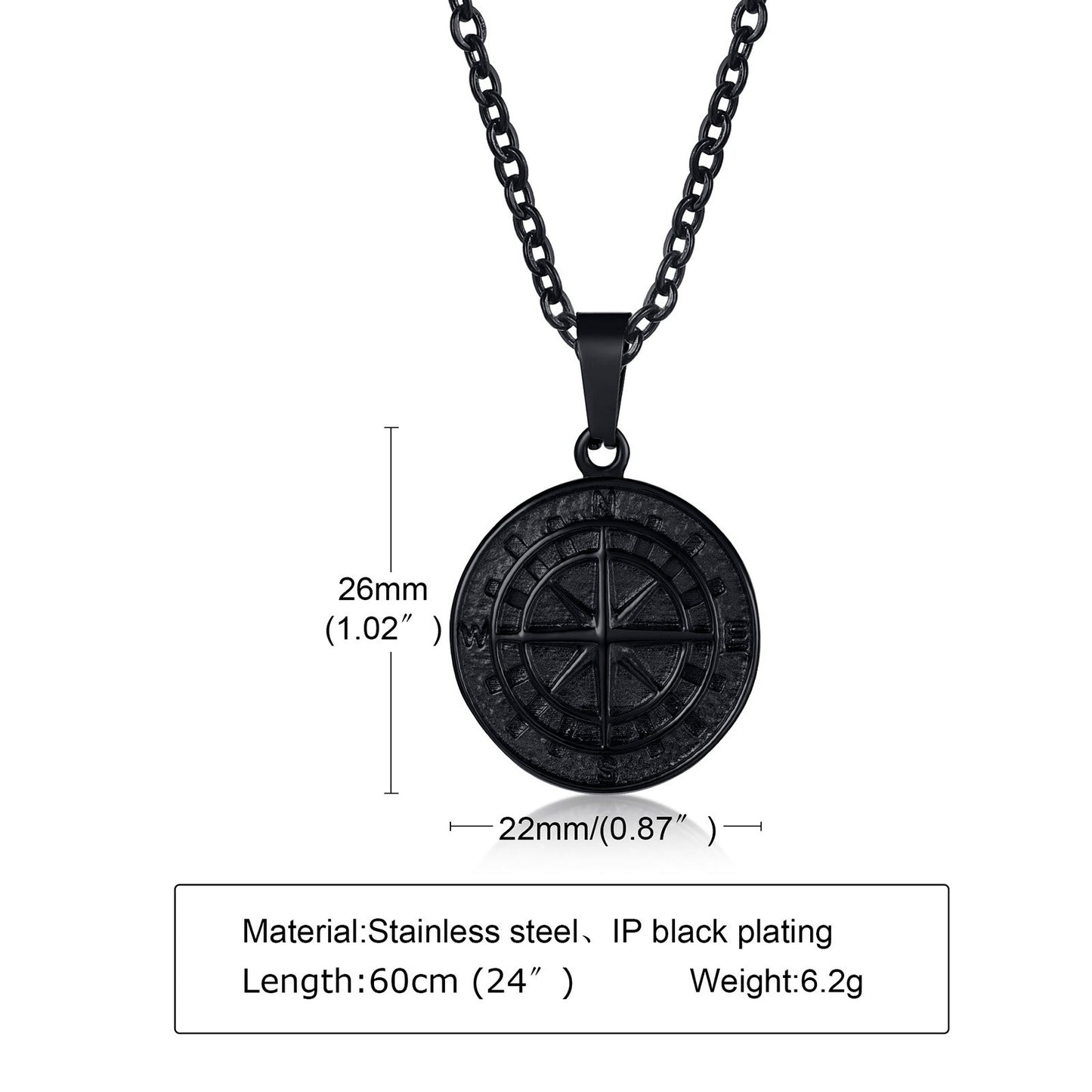 Collar con colgante de brújula y moneda de acero inoxidable Kemstone: un artículo esencial para el explorador urbano, ideal para la aventura diaria y el estilo hip-hop PN-1527