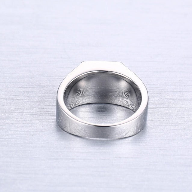 Kemstone Stainless Steel Blue Cubic Zirconia Ring for Men Silver RC-269