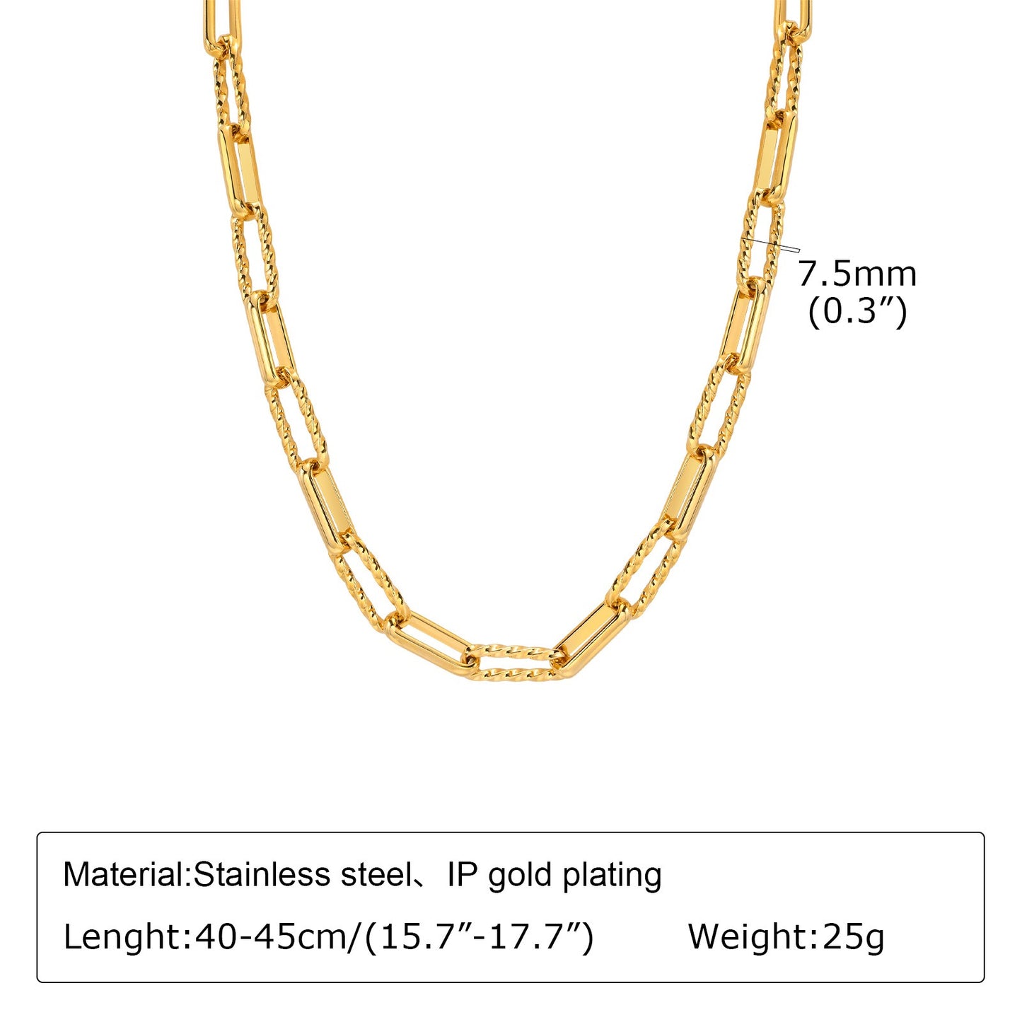 Bracciale minimalista a forma di U in acciaio inossidabile | Design geometrico moderno per donna, gioiello unisex con catena regolabile BR-1705