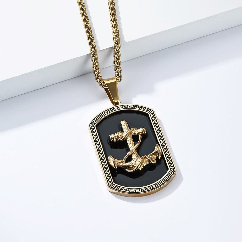 Kemstone Stainless Steel Anchor Pendant Necklace for Men – Vintage Street Style K-PT696