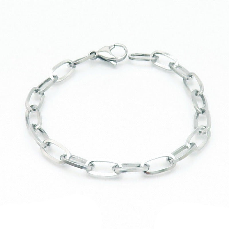Kemstone O Link Chain Bracelet 6mm Titanium Steel Oval Link for Men Women KB146794-Z