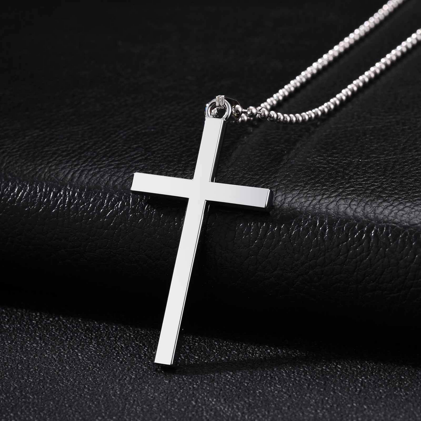 Kemston Cross Pendant Necklace for Men Alloy Long Chain Hip Hop Style NC-3028