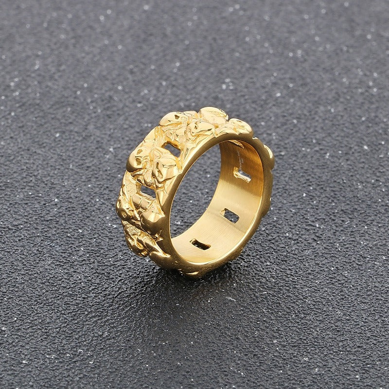 Kemstone Titanium Steel Skull Ring – Vintage Punk Cast Design for Men KR110794-KJX