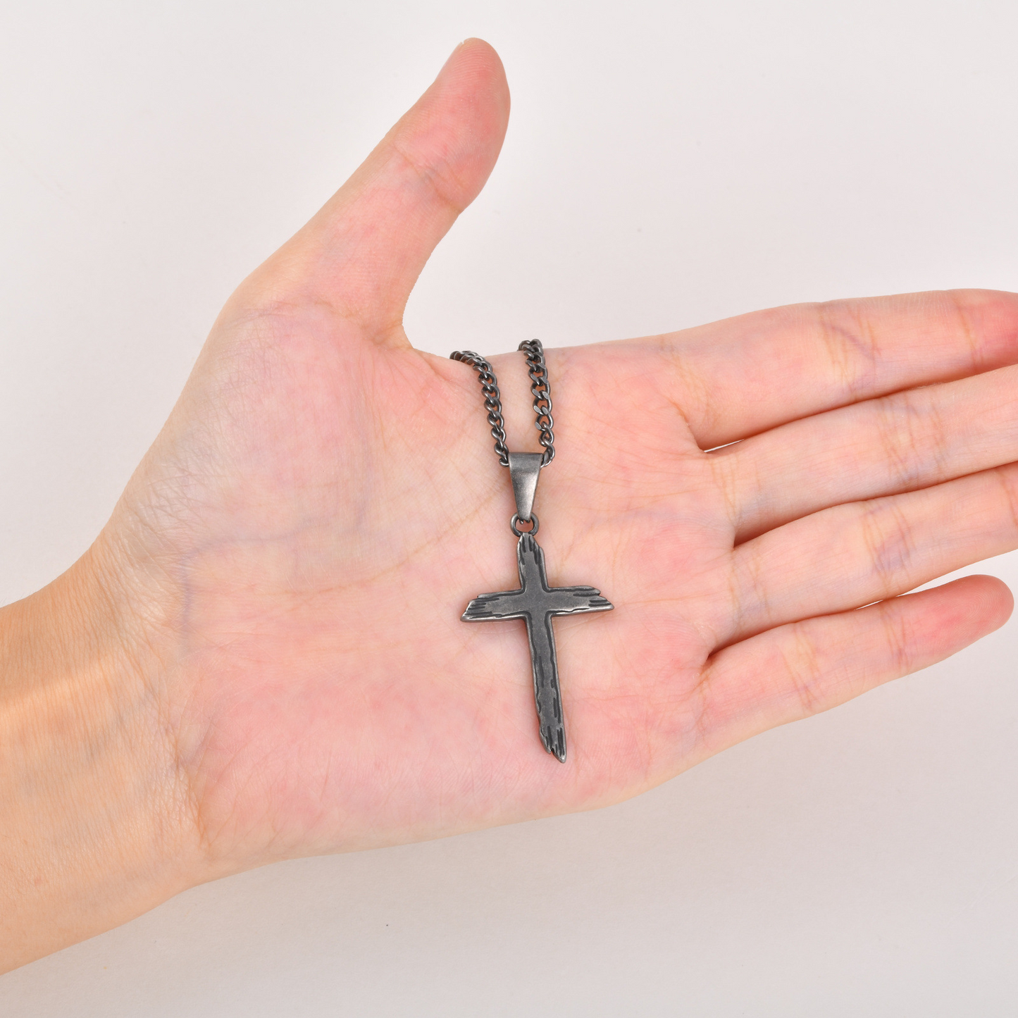 Kemston Stainless Steel Distressed Cross Pendant Necklace for Men Gothic Street PN-2368