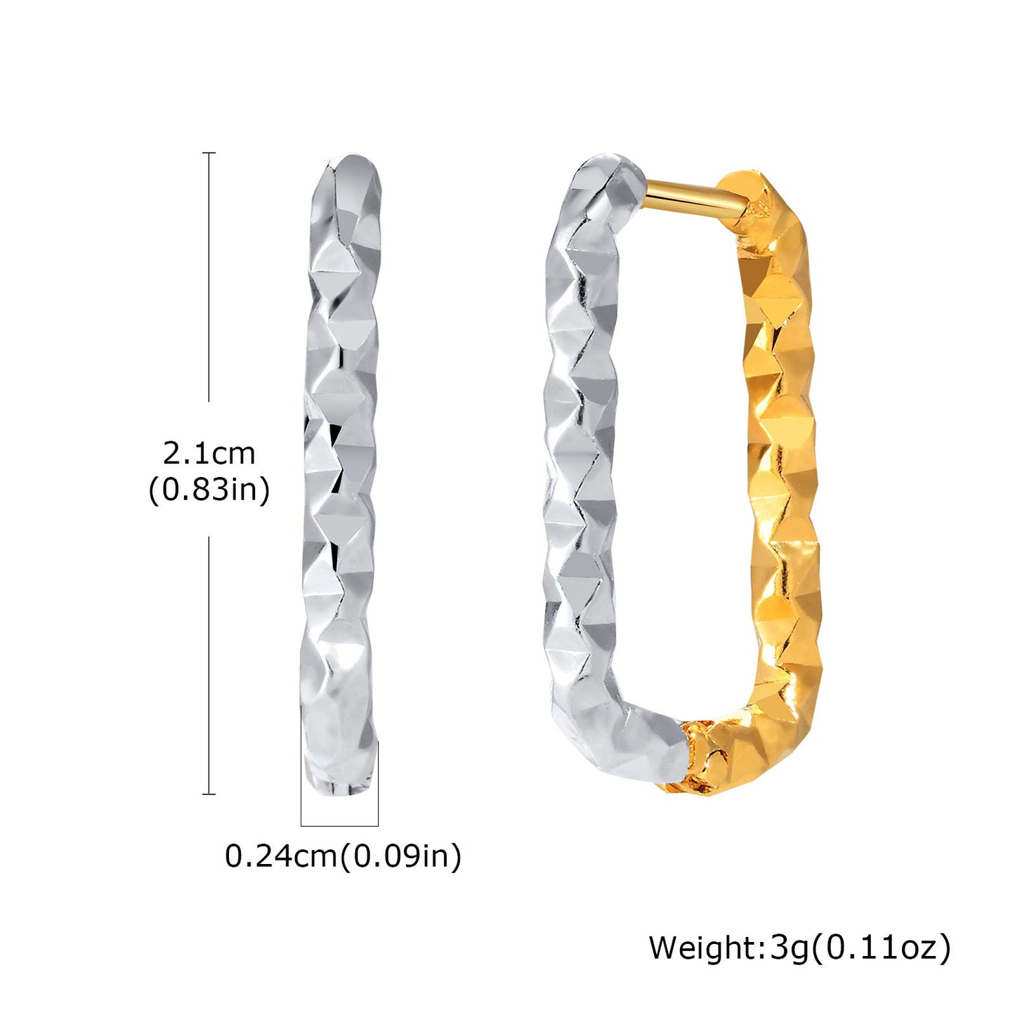 Elegantes pendientes geométricos de acero inoxidable con baño de oro bicolor para mujer EH-707