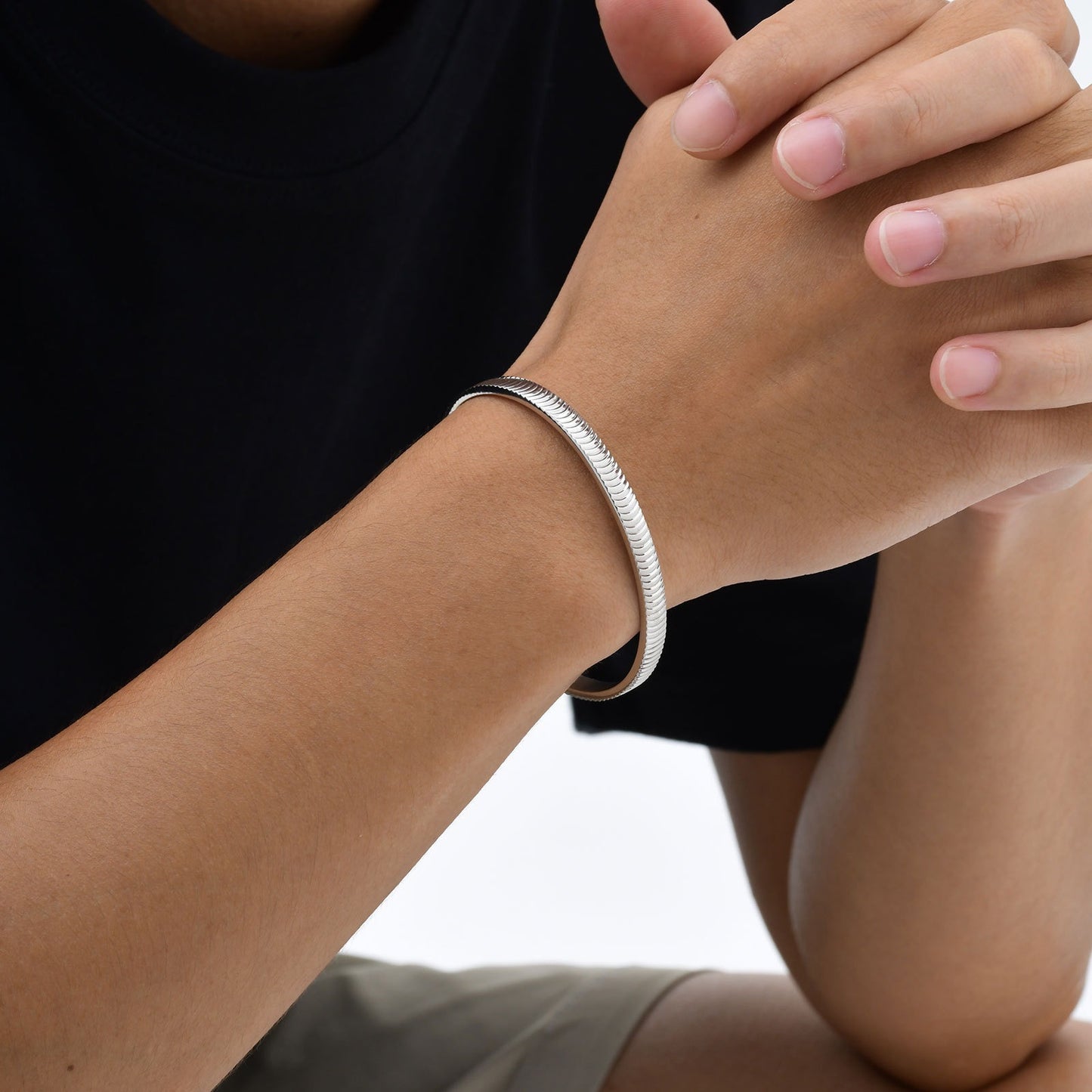 Kemstone Men’s Stainless Steel Cuff Bracelet – Minimalist Open Bangle B-565