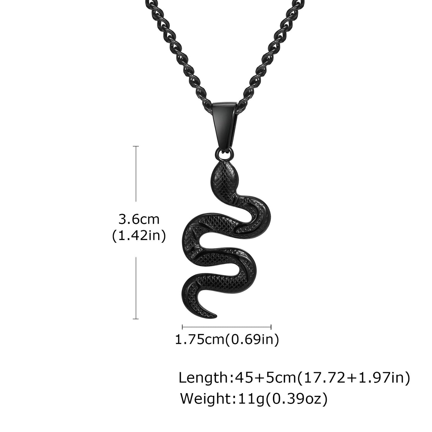 Kemstone Stainless Steel Snake Pendant Necklace – Hip Hop Street Style Chain for Men NC-2221