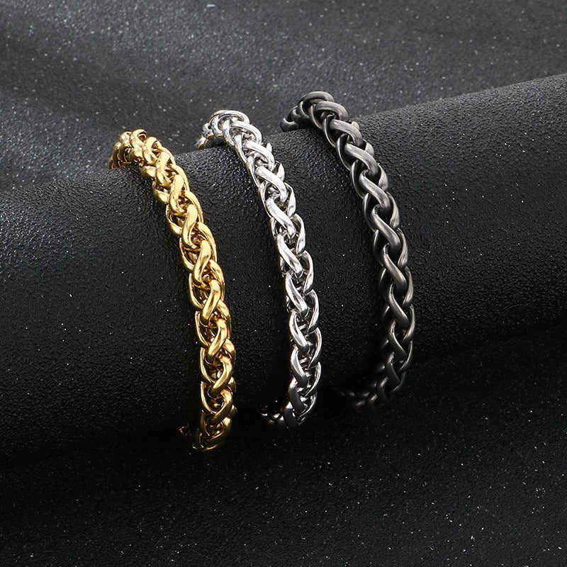 Kemstone Woven Chain Bracelet for Men Titanium Steel Adjustable 8MM KB214671-KFC