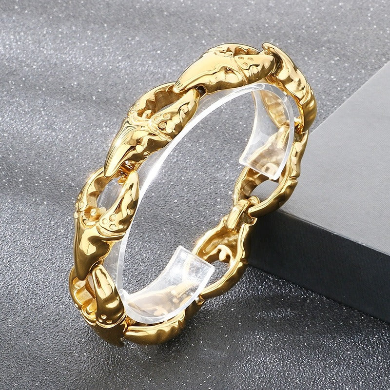 Kemstone Titanium Steel Crab Claw Bracelet for Men – Heavy Chain Punk Style KB205186-KJX