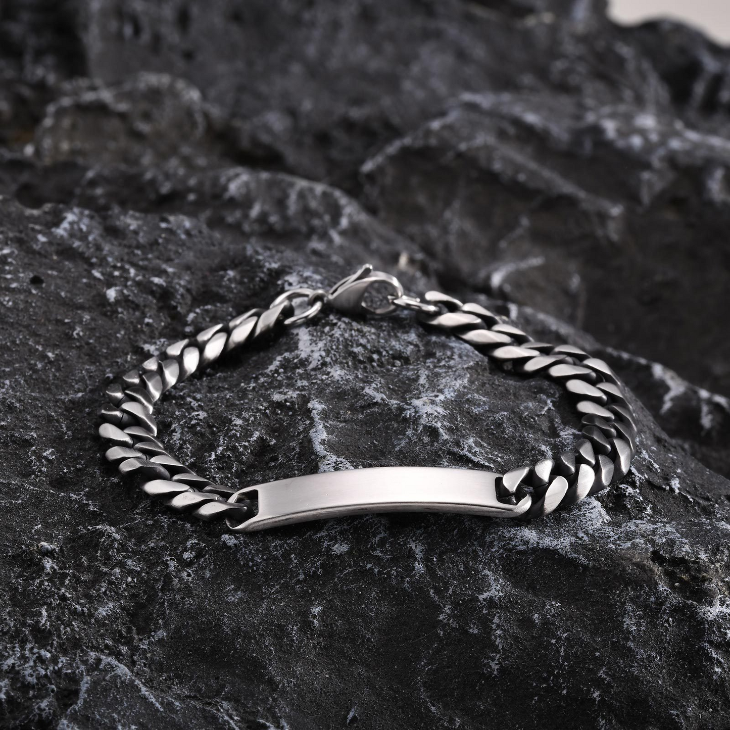 Kemstone Stainless Steel Curved Plate Chain Bracelet for Men – Faceted Link BR2120