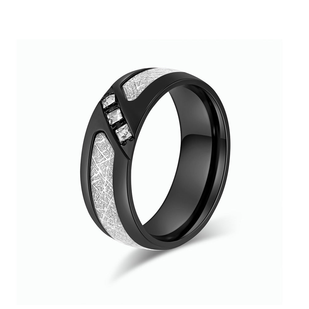Kemstone Frost Texture Cubic Zirconia Stainless Steel Ring for Men – 8mm Band K-R777