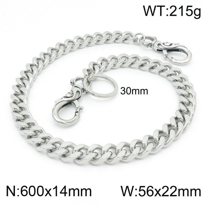 Kemstone Titanium Steel Skull Pants Chain – Double Clasp Street Wallet Chain for Men KK025-Z