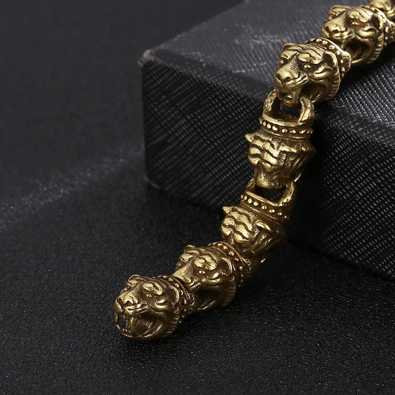 Kemstone Titanium Steel Tiger Head Bead Bracelet for Men KB152704-KJX