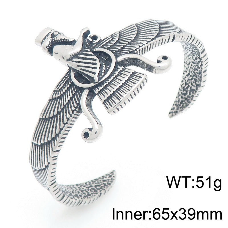 Kemstone Viking Celtic Titanium Steel Cuff Bracelet for Men Vintage Helmet Open Bangle KB209309-LU