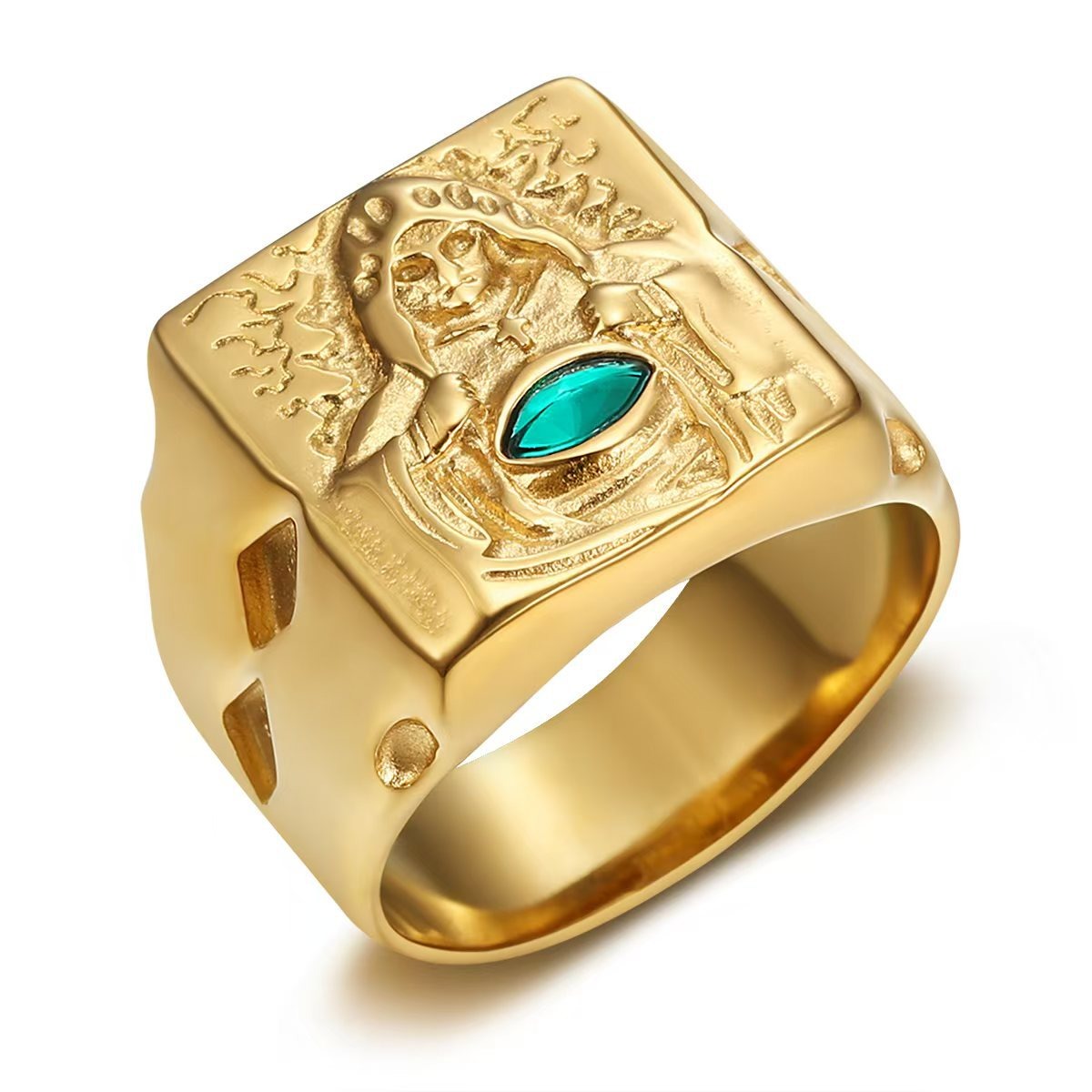 Kemstone Figure Signet Ring for Men Marquise Cubic Zirconia TR0535