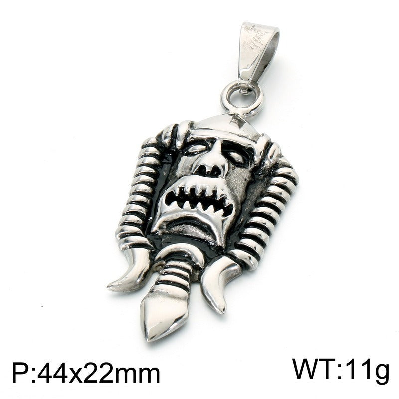 Kemstone Stainless Steel Gothic Joker Mask Pendant Necklace for Men KP118521-LU