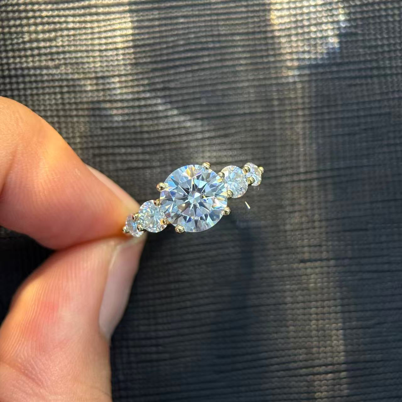 Kemstone S925 Gold Plated Round Moissanite Five-Stone Ring Collection