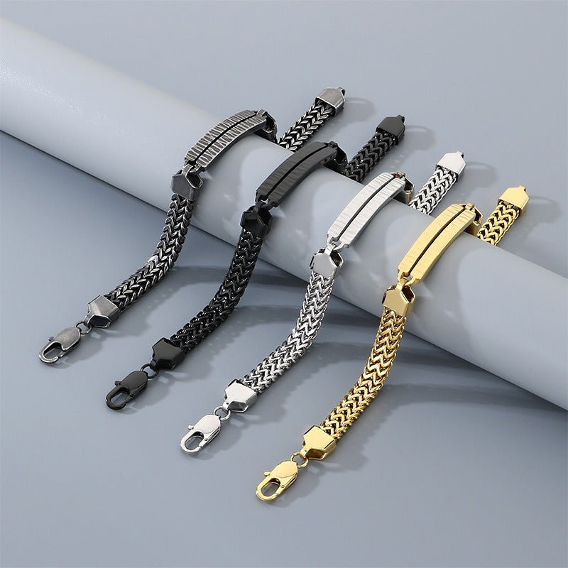 Kemstone Titanium Steel Dragonbone Chain Bracelet for Men – Vintage Bar Clasp Design K-B211234-KFC