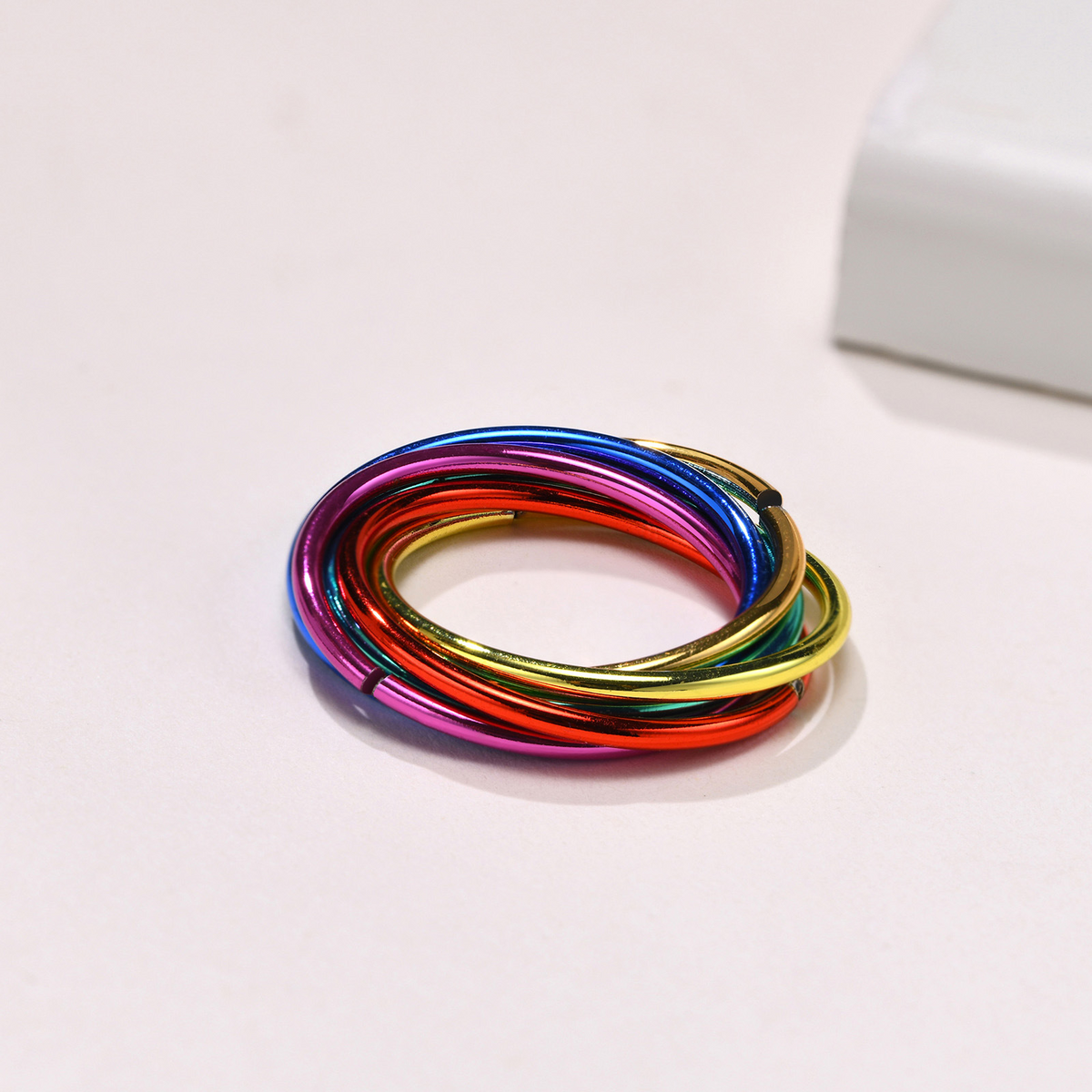 Kemstone Stainless Steel Six-Band Rainbow Ring for Men & Women R-599