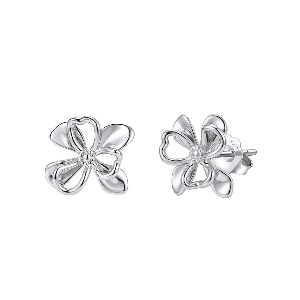 Kemstone 925 Sterling Silver Floral Stud Earrings for Women Openwork Design Gold Silver APE156